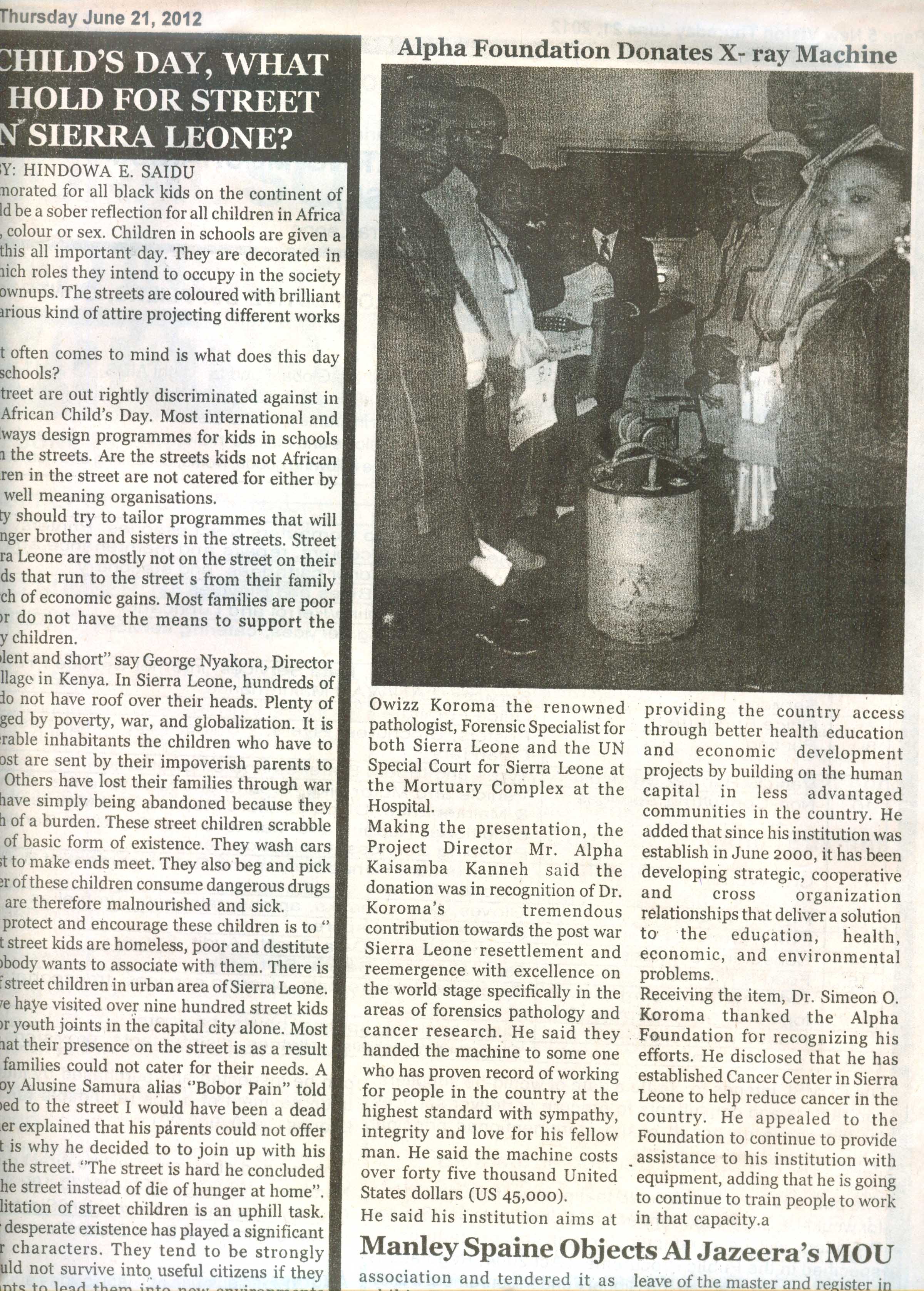 X-Ray machine newspaper article